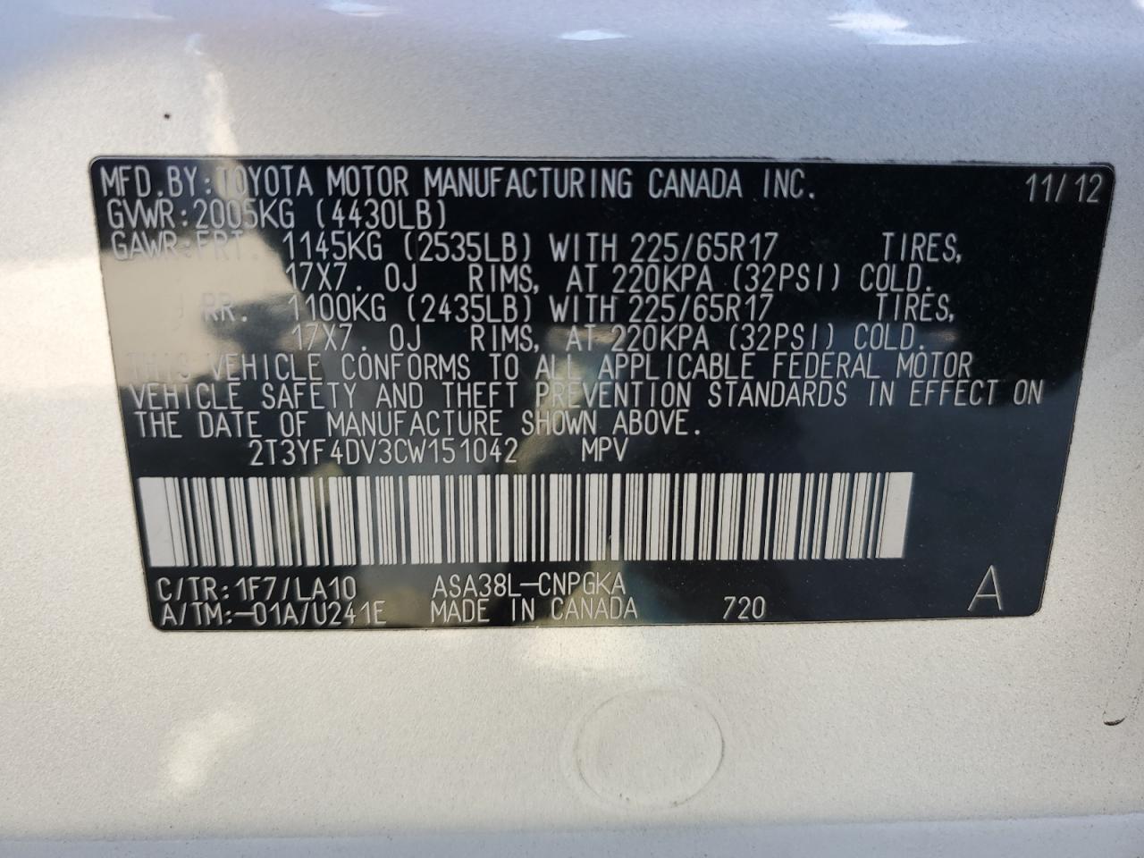 2012 TOYOTA RAV4