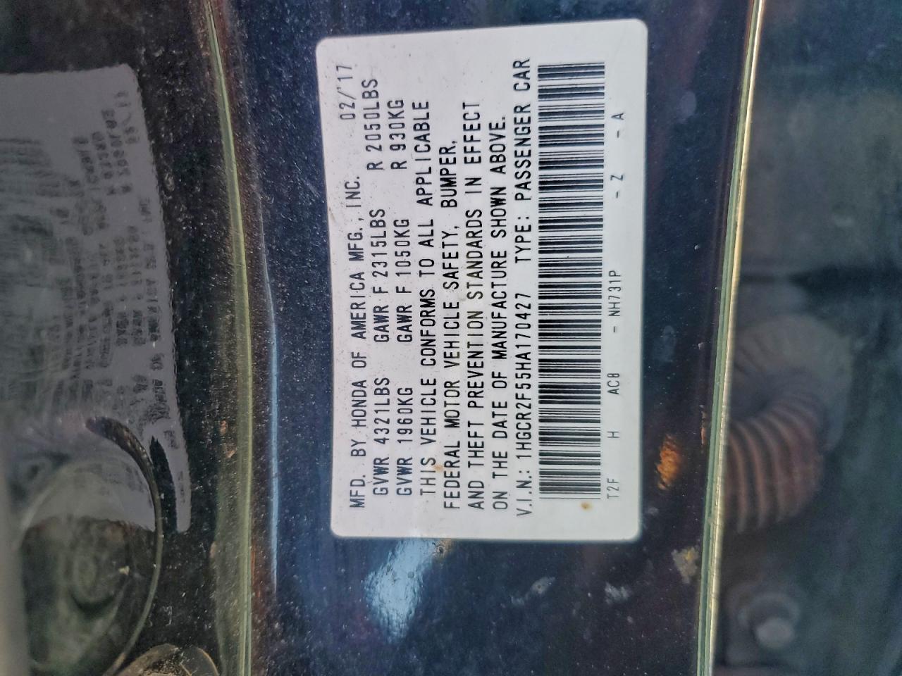 2017 HONDA ACCORD