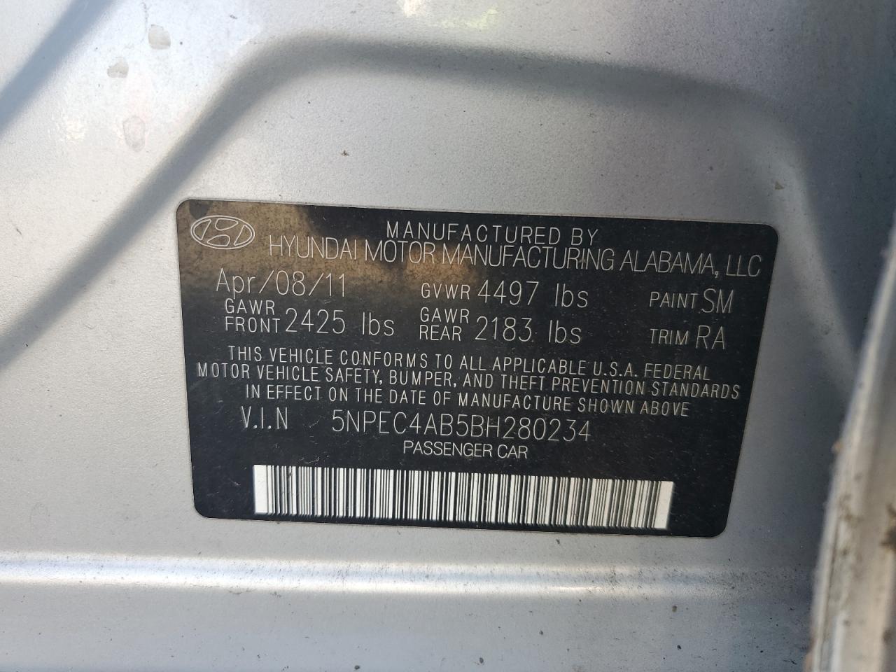2011 HYUNDAI SONATA