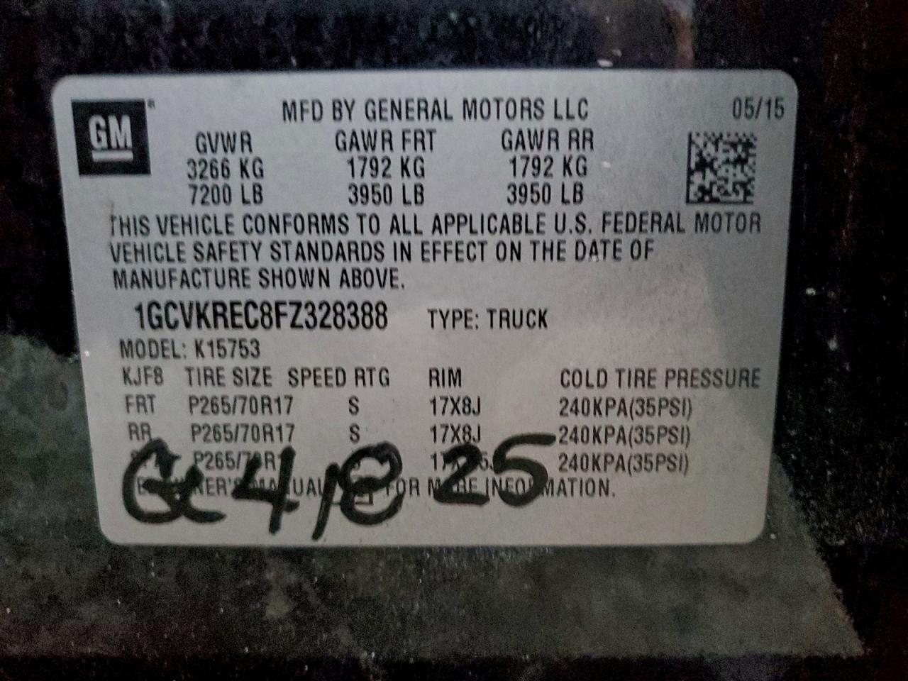 2015 CHEVROLET SILVERADO 1500