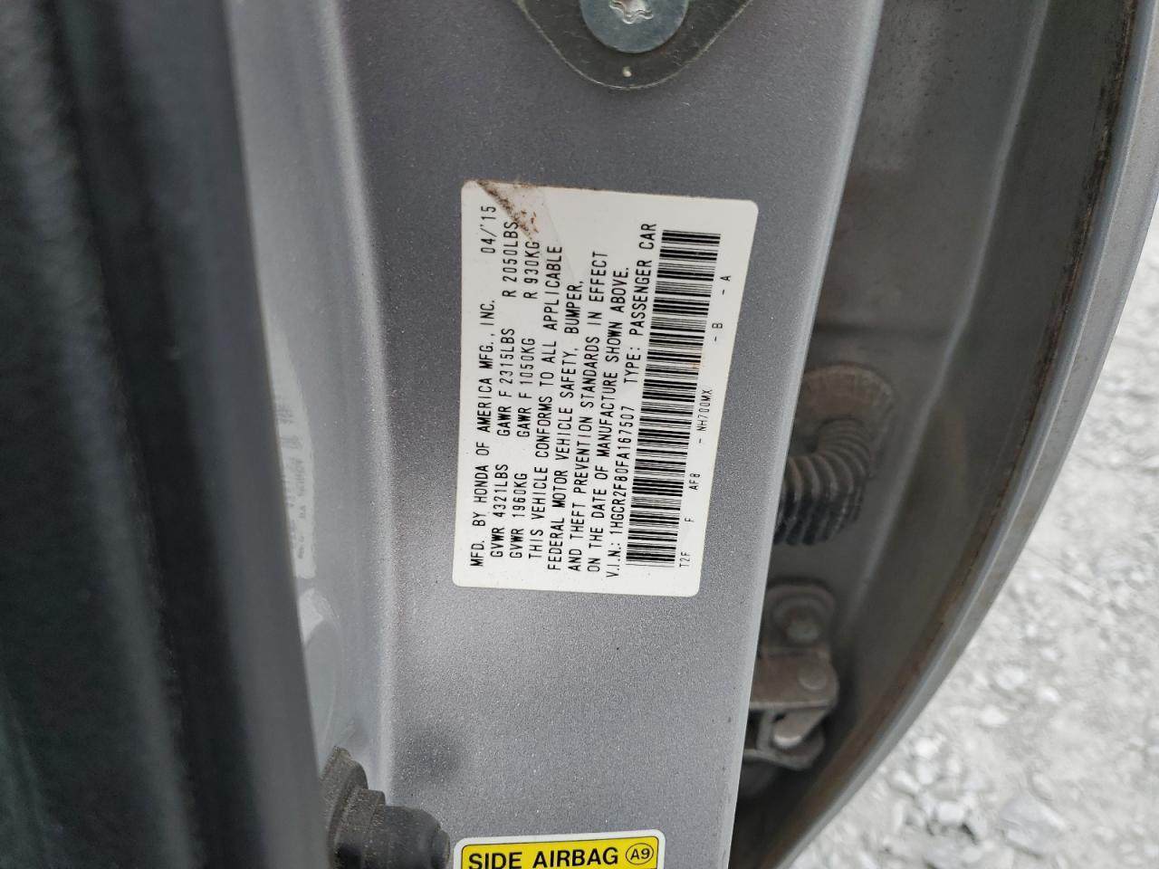 2015 HONDA ACCORD