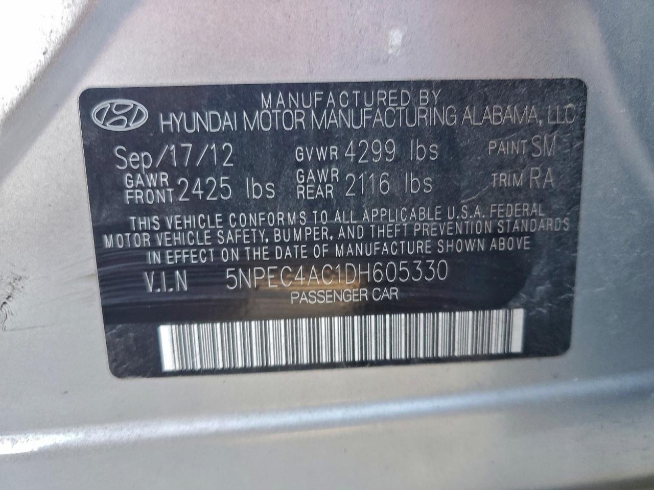2013 HYUNDAI SONATA