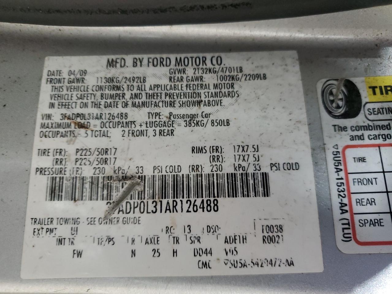 2010 FORD FUSION
