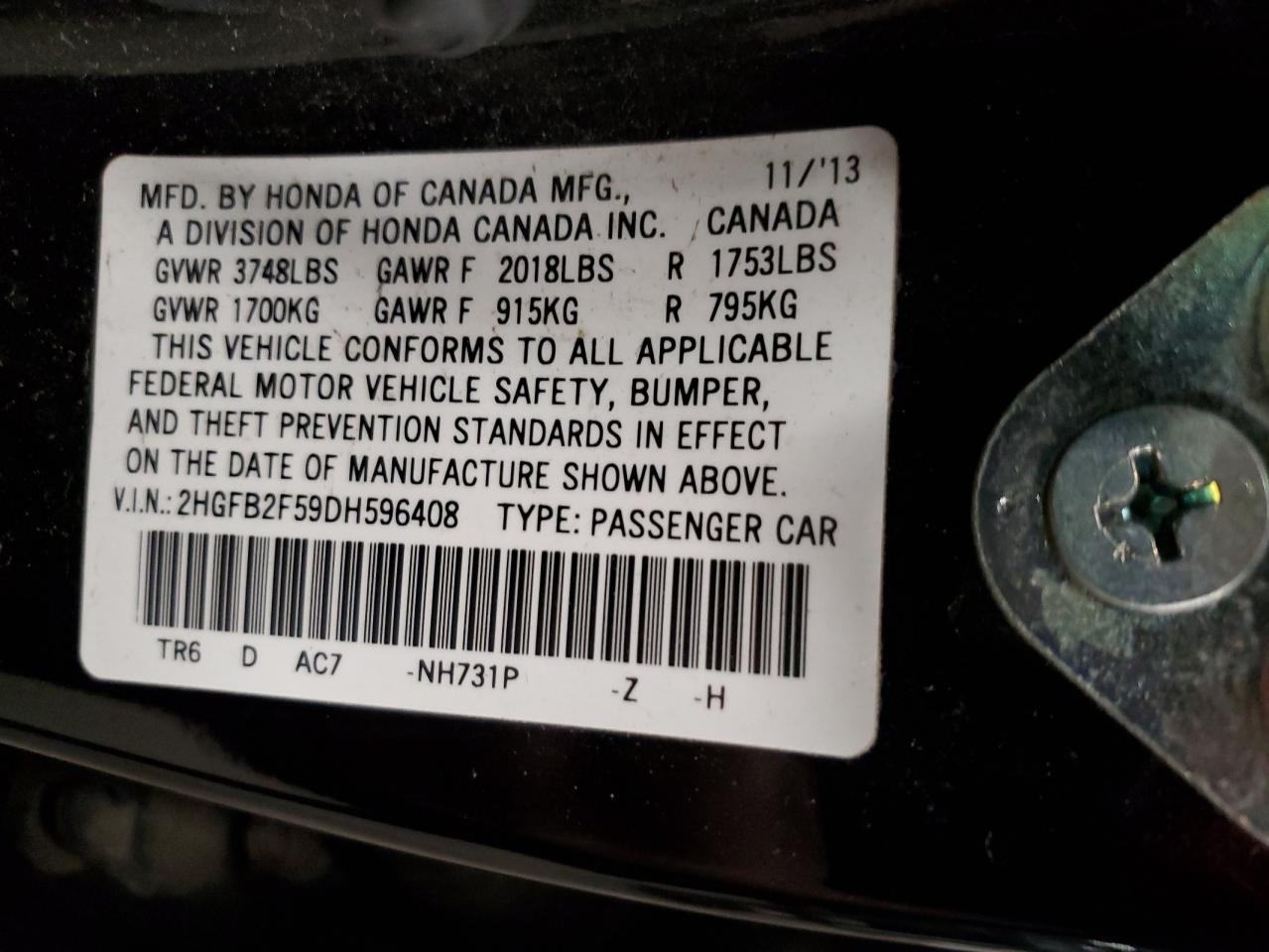 2013 HONDA CIVIC
