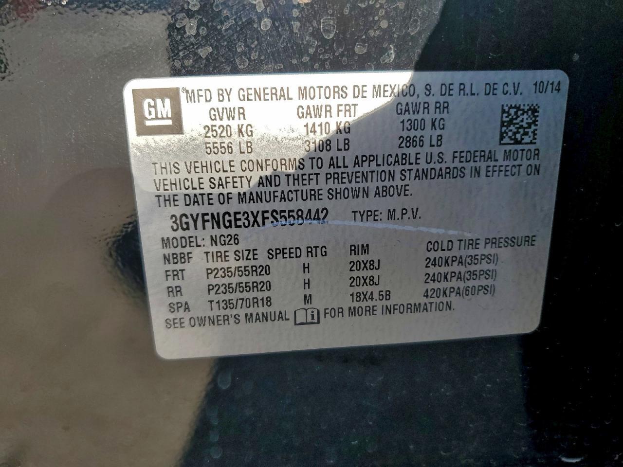 2015 CADILLAC SRX