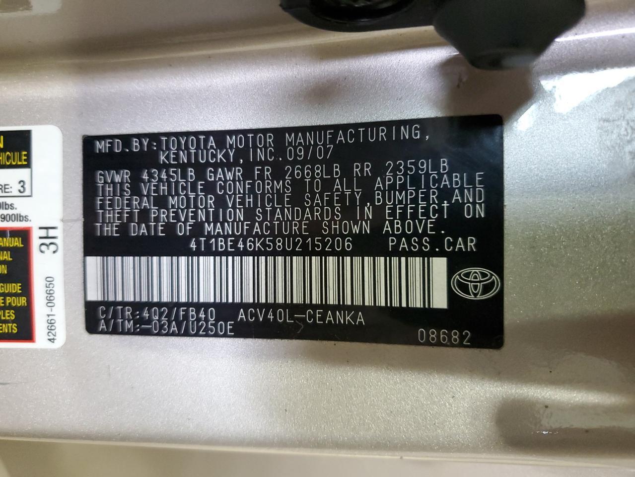 2008 TOYOTA CAMRY