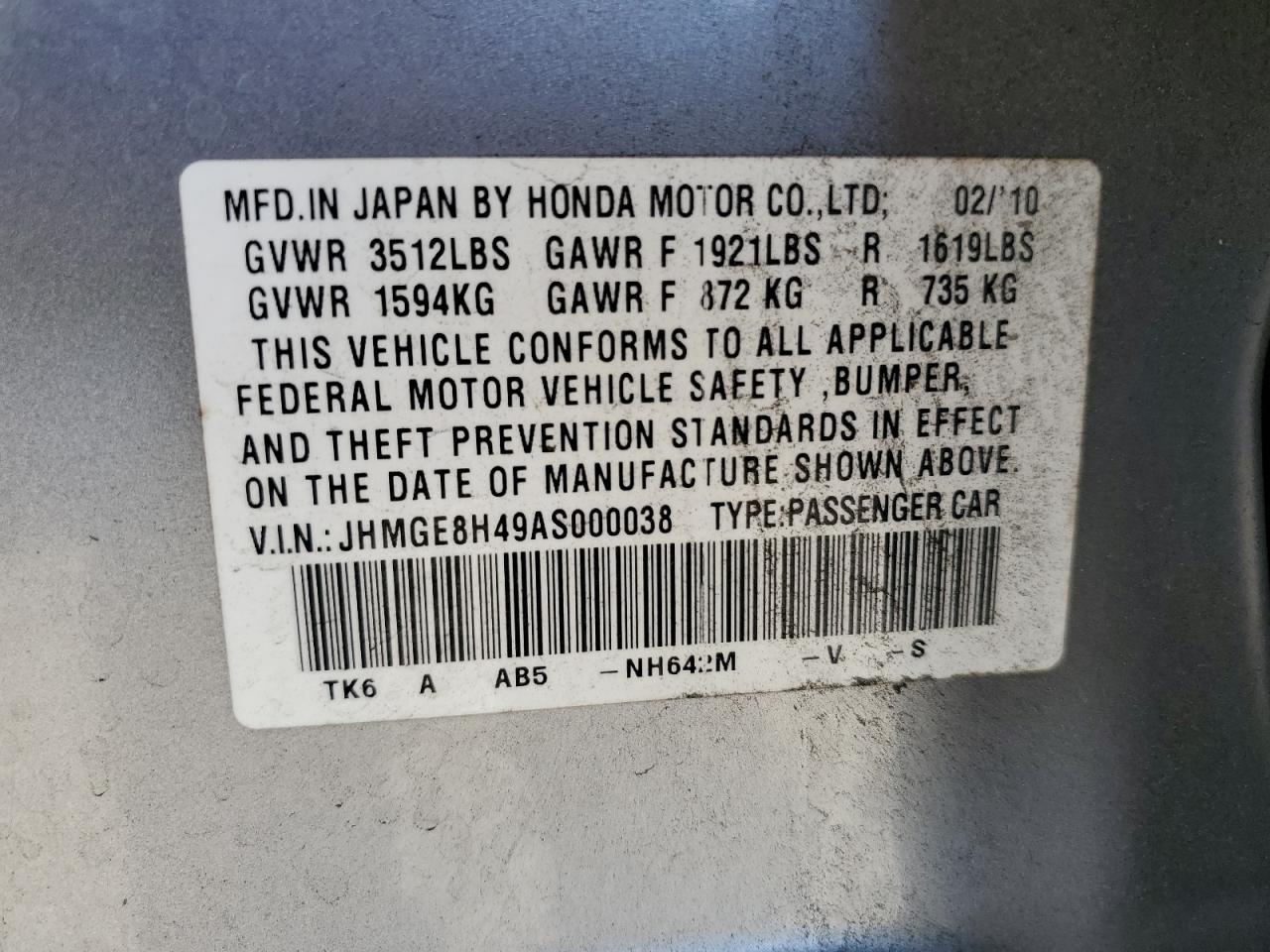 2010 HONDA FIT
