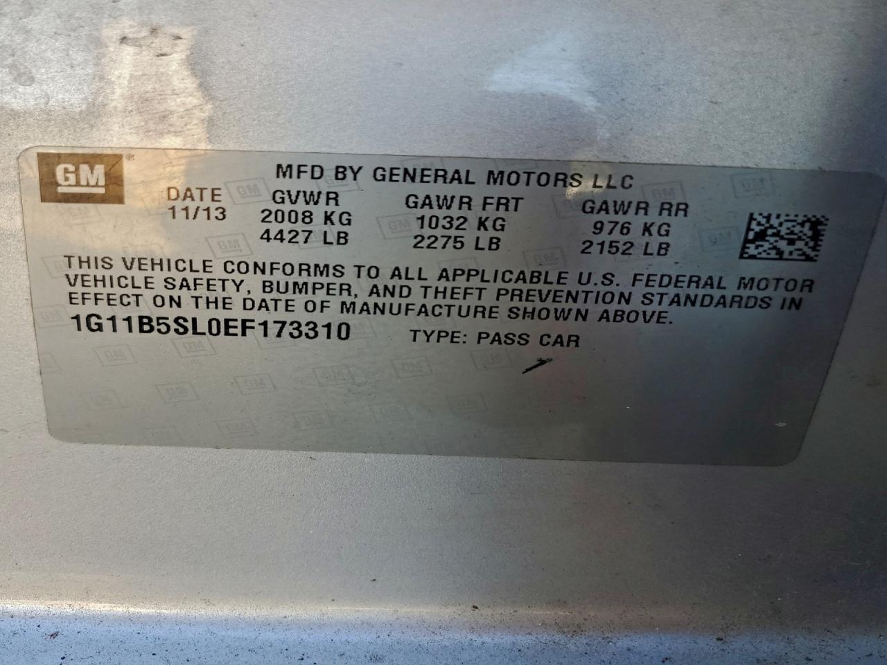 2014 CHEVROLET MALIBU