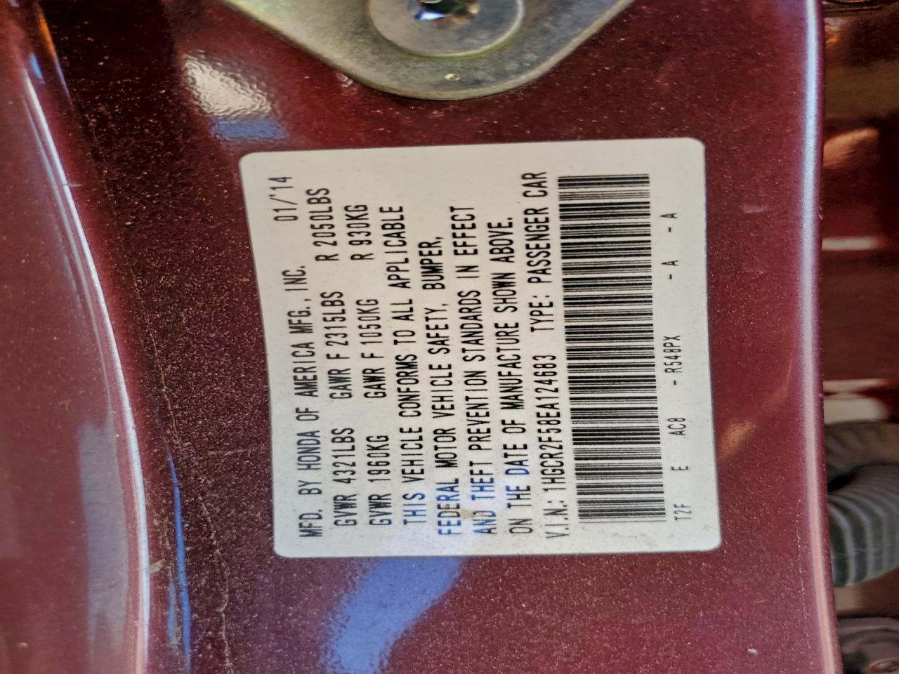 2014 HONDA ACCORD