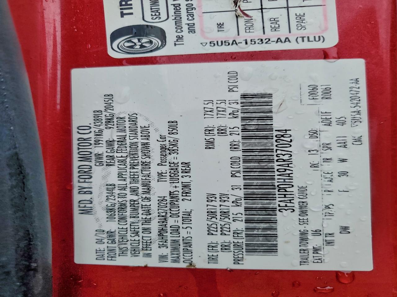 2010 FORD FUSION