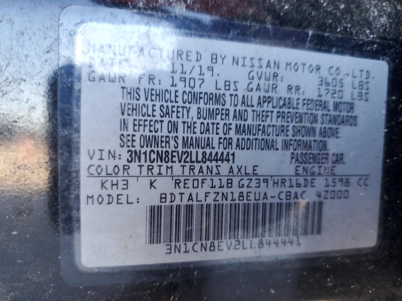 2020 NISSAN VERSA