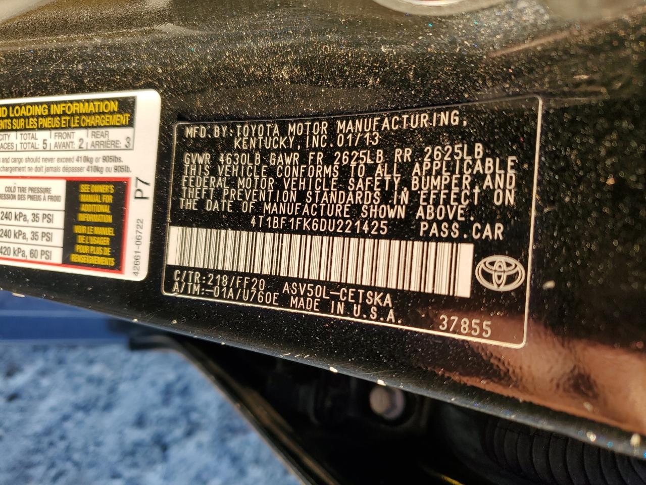 2013 TOYOTA CAMRY
