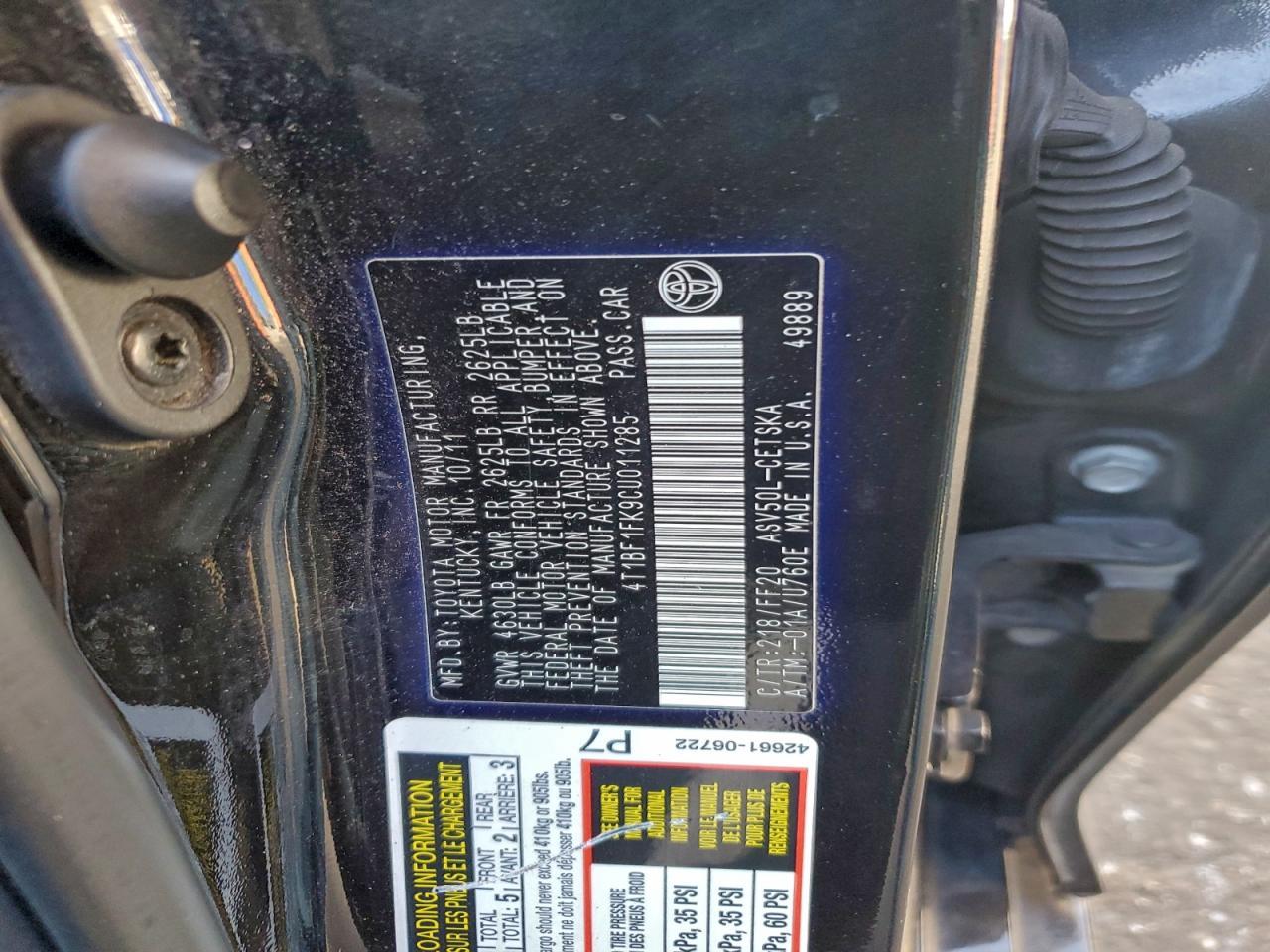 2012 TOYOTA CAMRY