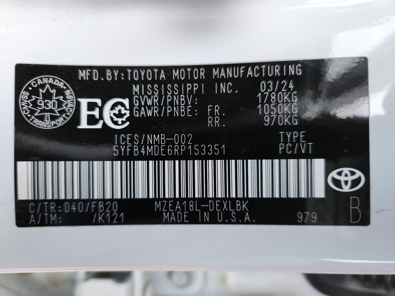 2024 TOYOTA COROLLA