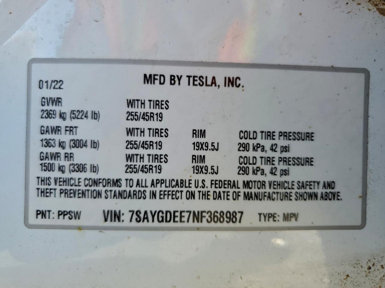 2022 TESLA MODEL Y