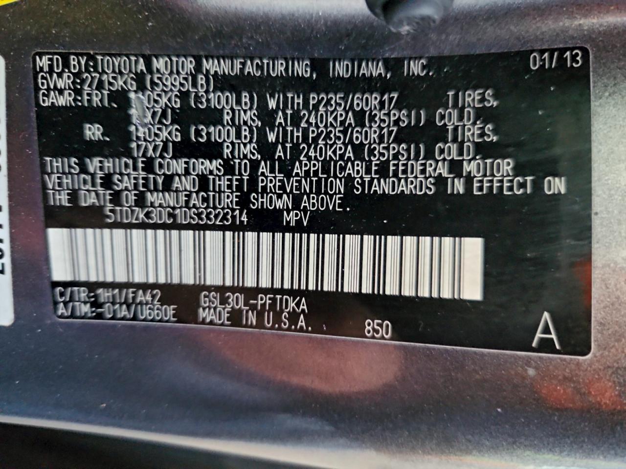 2013 TOYOTA SIENNA