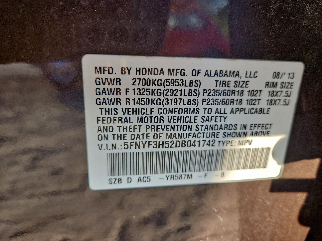 2013 HONDA PILOT