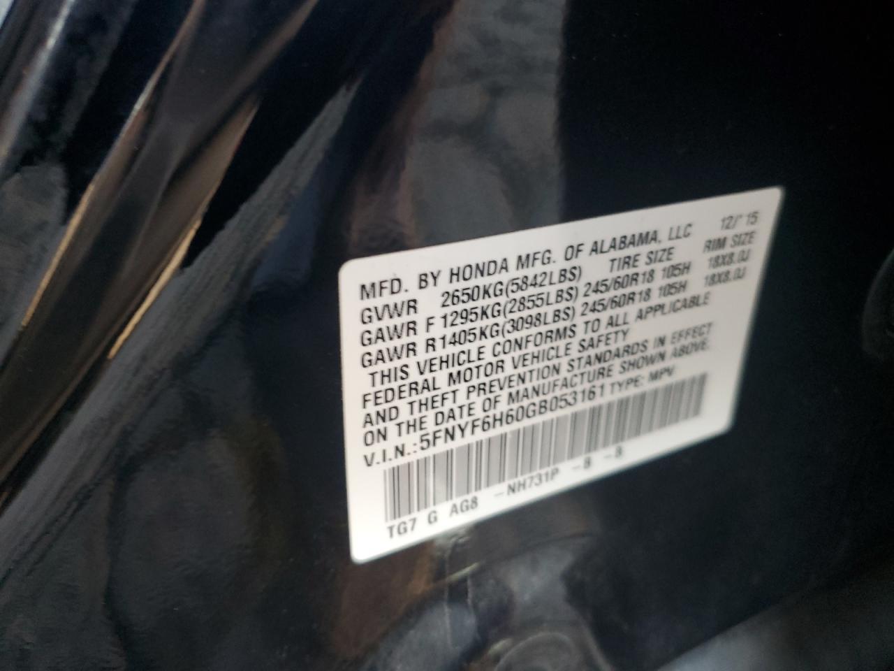 2016 HONDA PILOT