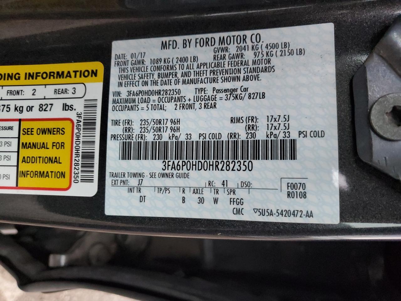 2017 FORD FUSION