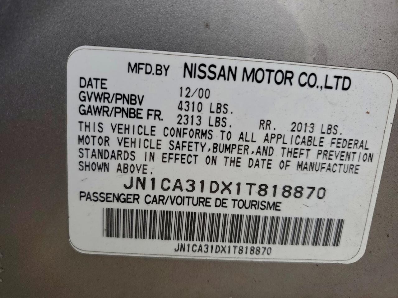 2001 NISSAN Maxima