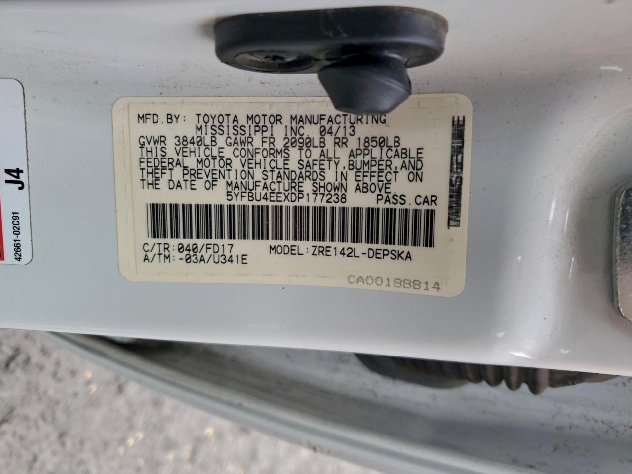 2013 TOYOTA COROLLA