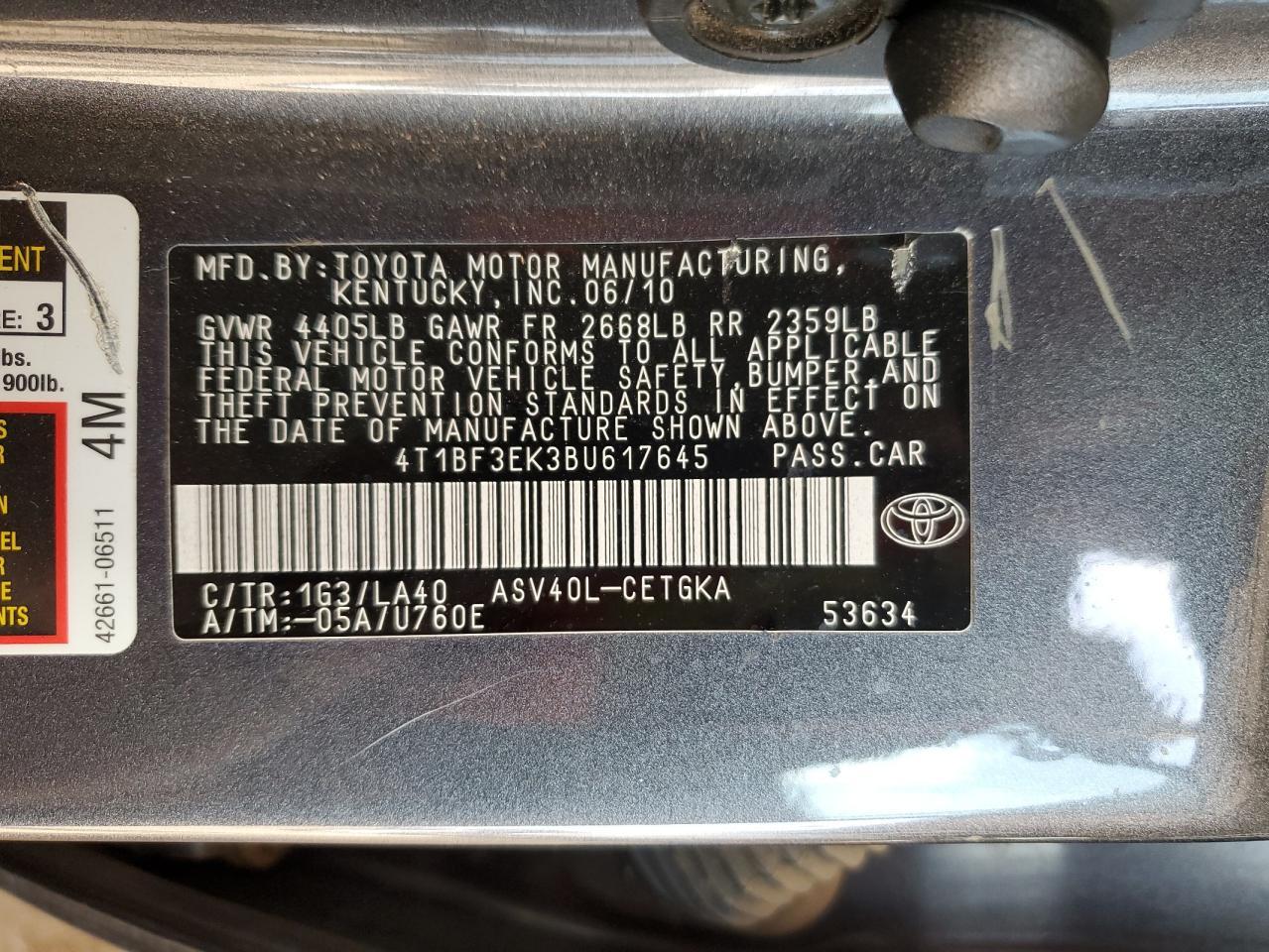 2011 TOYOTA CAMRY