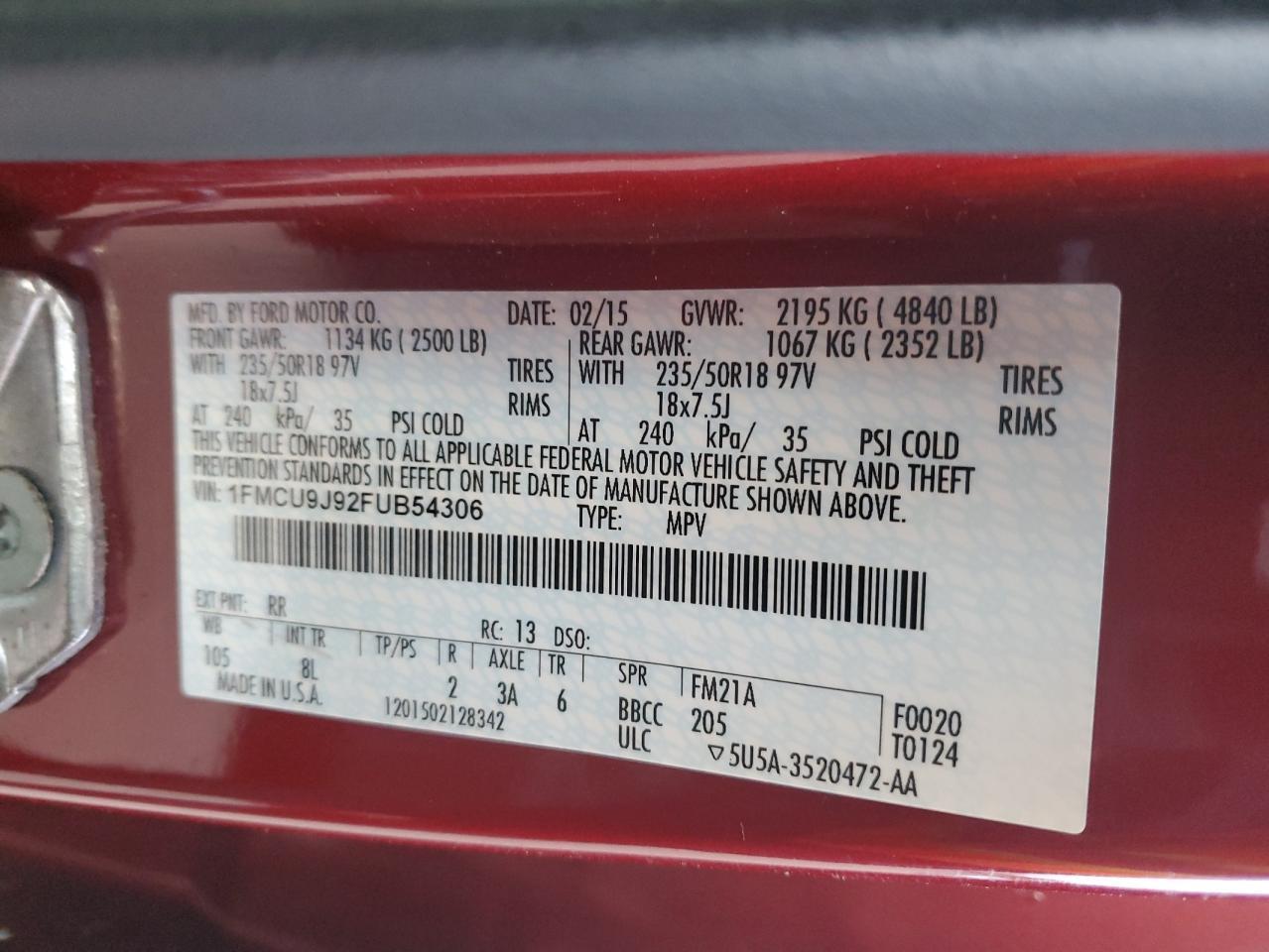 2015 FORD ESCAPE