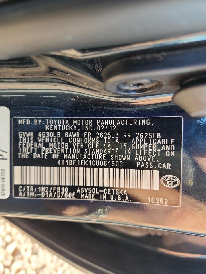 2012 TOYOTA CAMRY