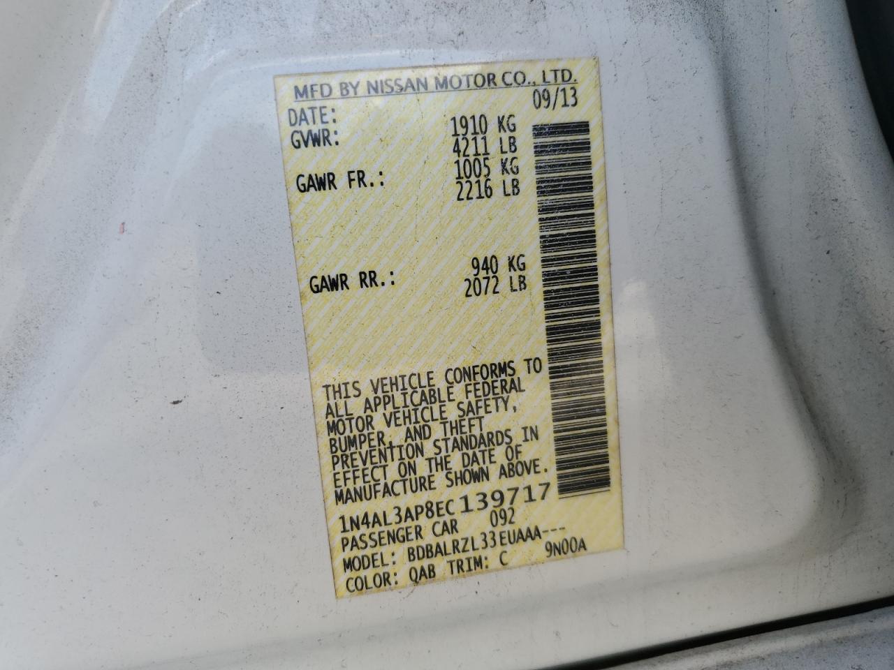 2014 NISSAN ALTIMA