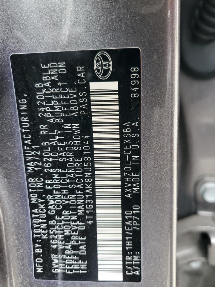 2022 TOYOTA CAMRY