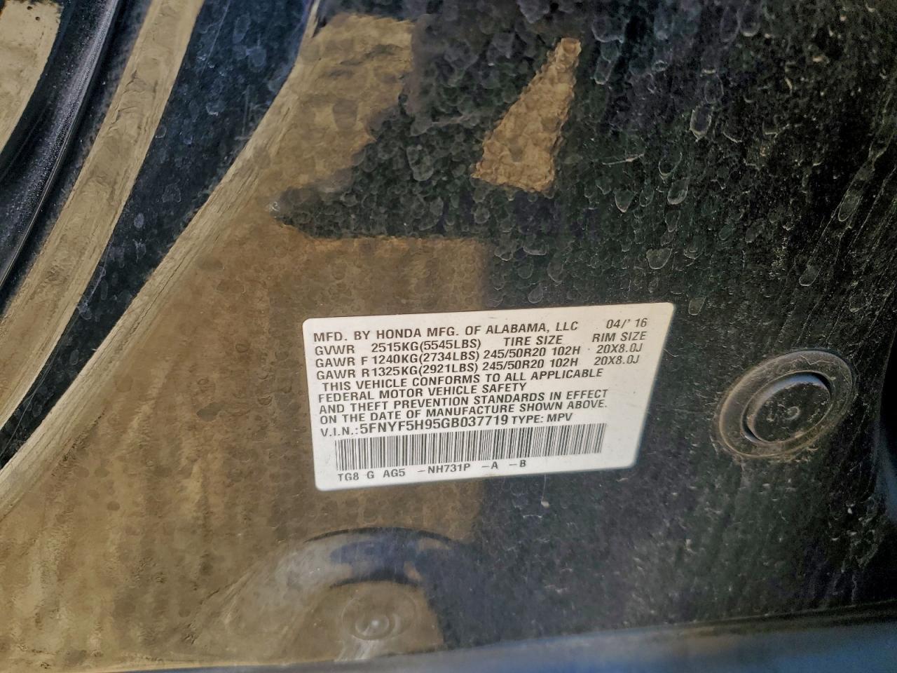 2016 HONDA PILOT