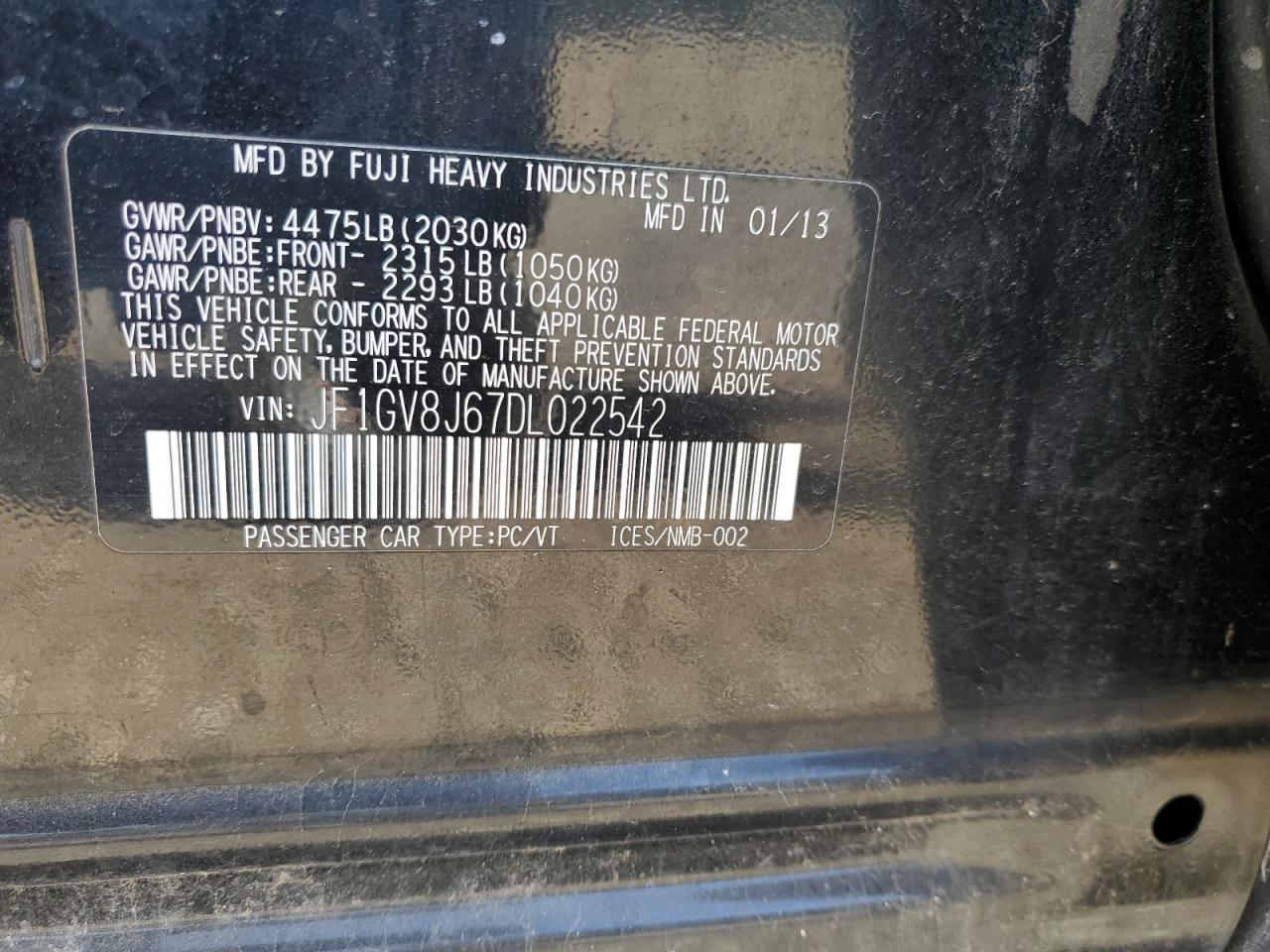 2013 SUBARU IMPREZA
