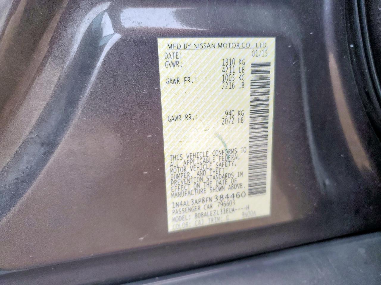 2015 NISSAN ALTIMA