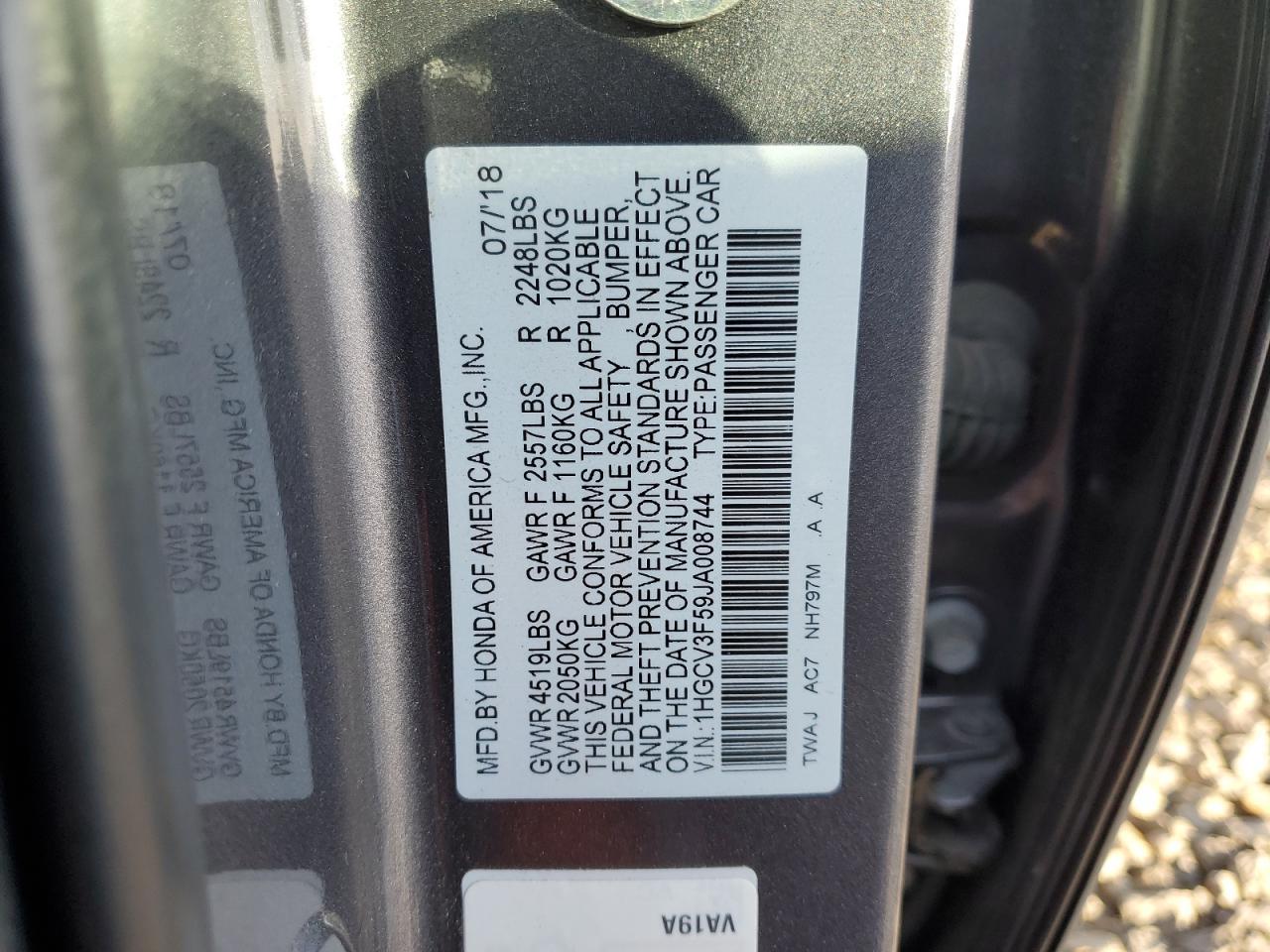 2018 HONDA ACCORD