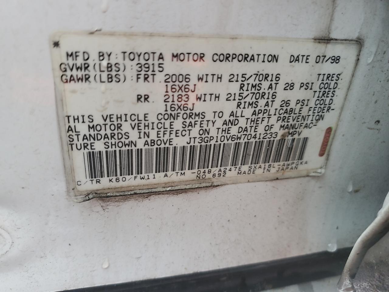 1998 TOYOTA RAV4