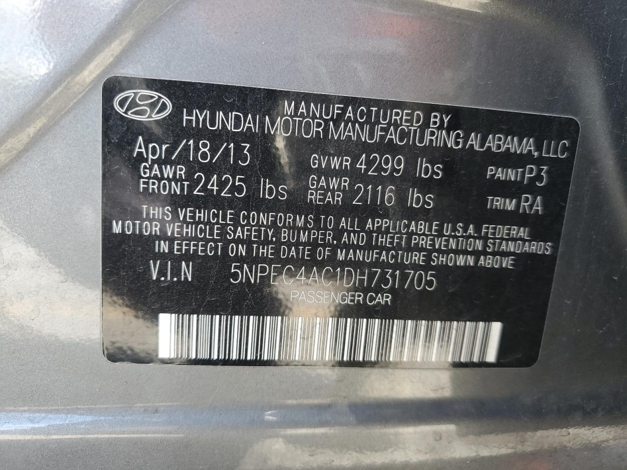 2013 HYUNDAI SONATA