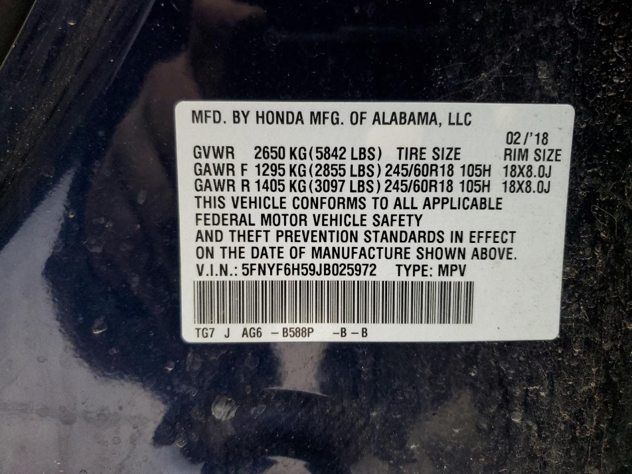 2018 HONDA PILOT