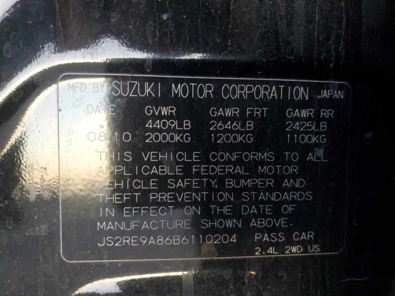 2011 SUZUKI Kizashi