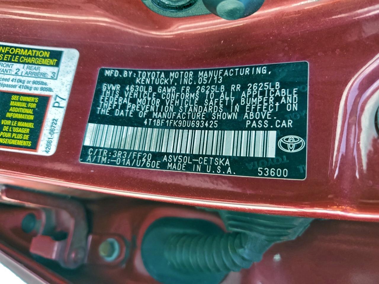 2013 TOYOTA CAMRY