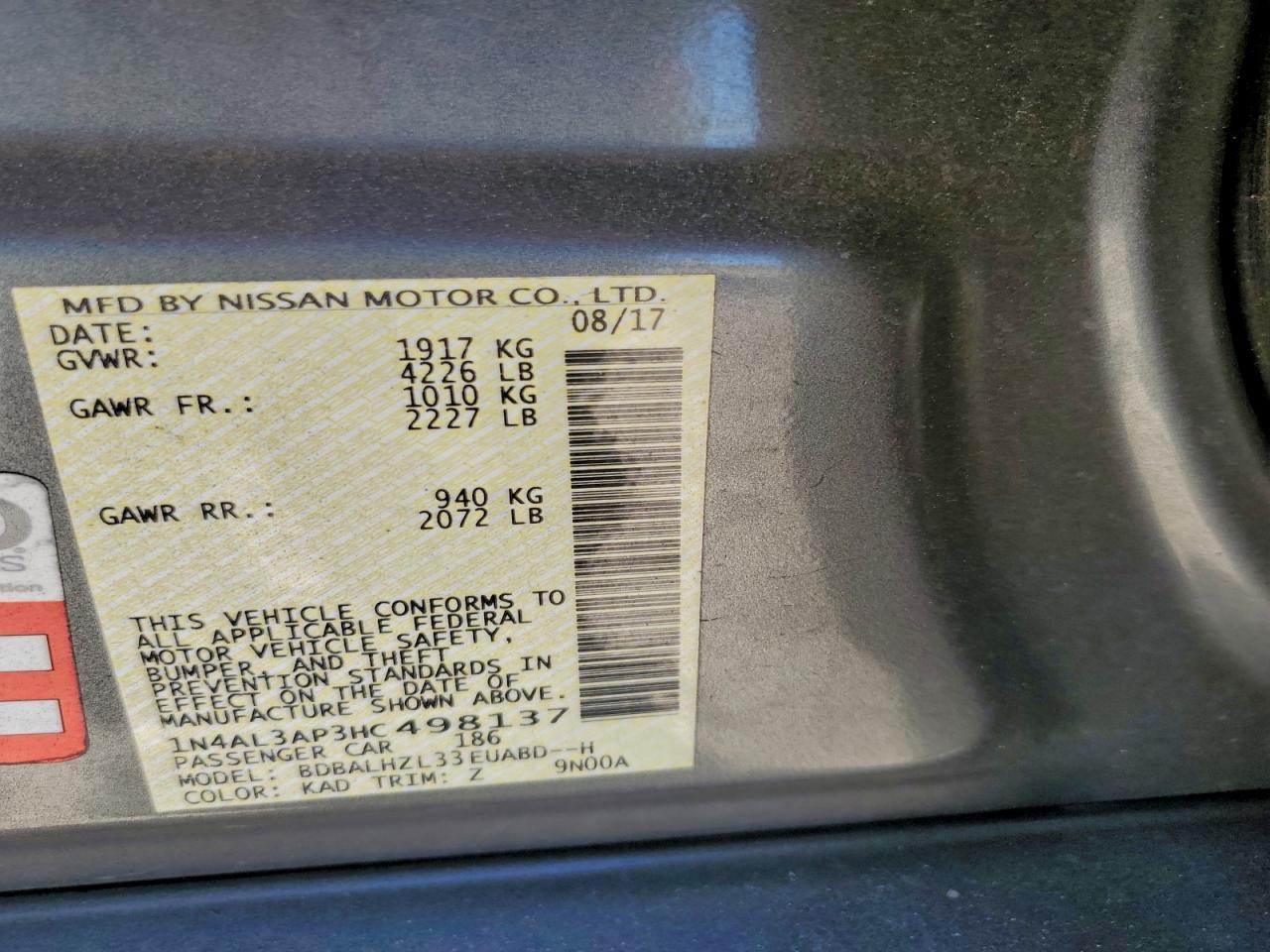 2017 NISSAN ALTIMA