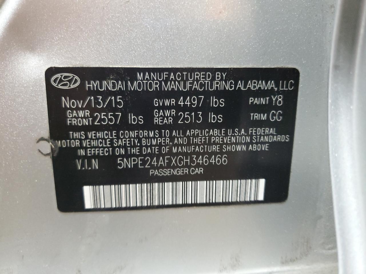 2016 HYUNDAI SONATA