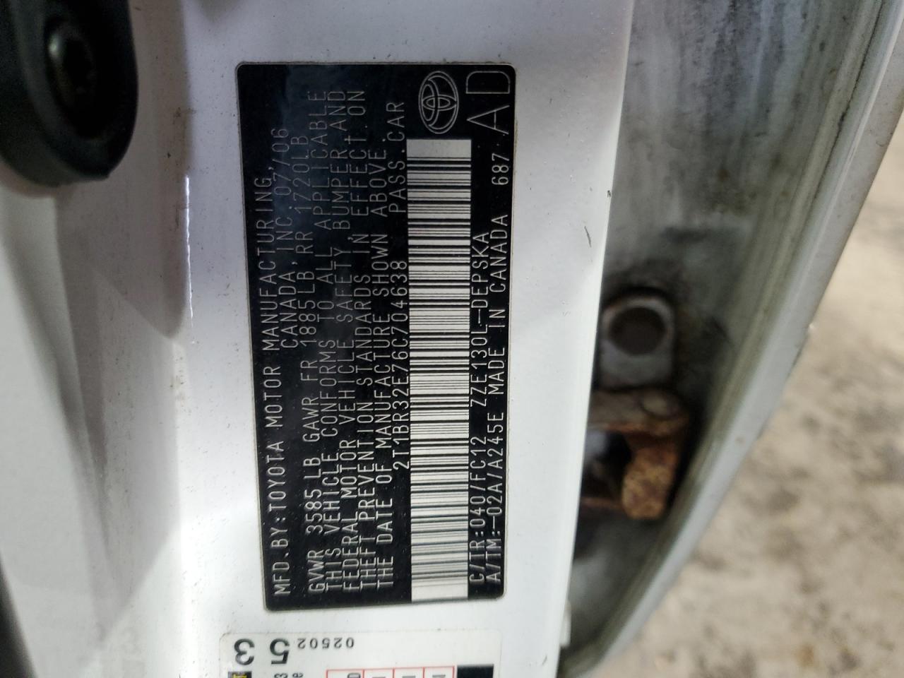 2006 TOYOTA COROLLA