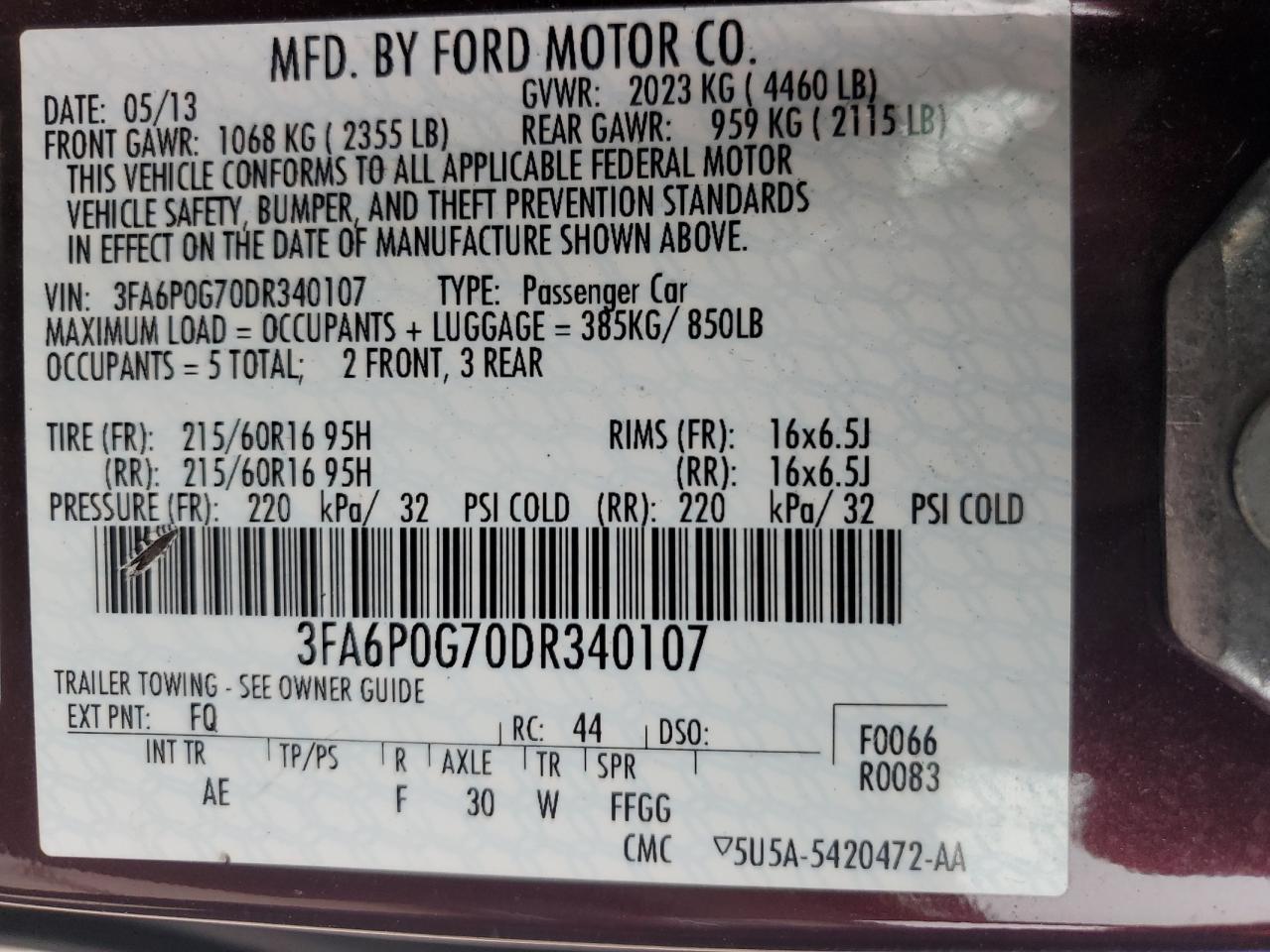 2013 FORD FUSION