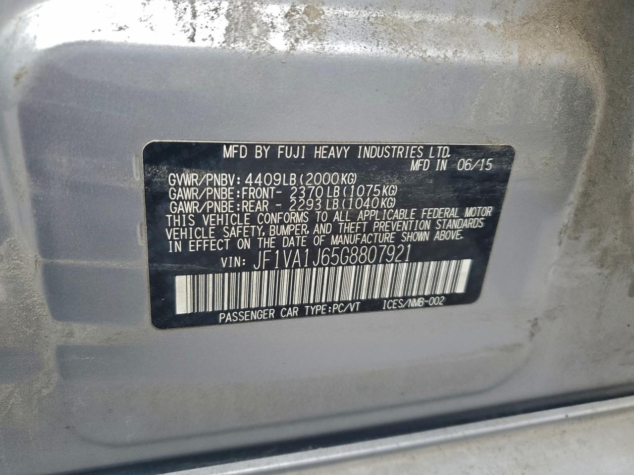 2016 SUBARU WRX