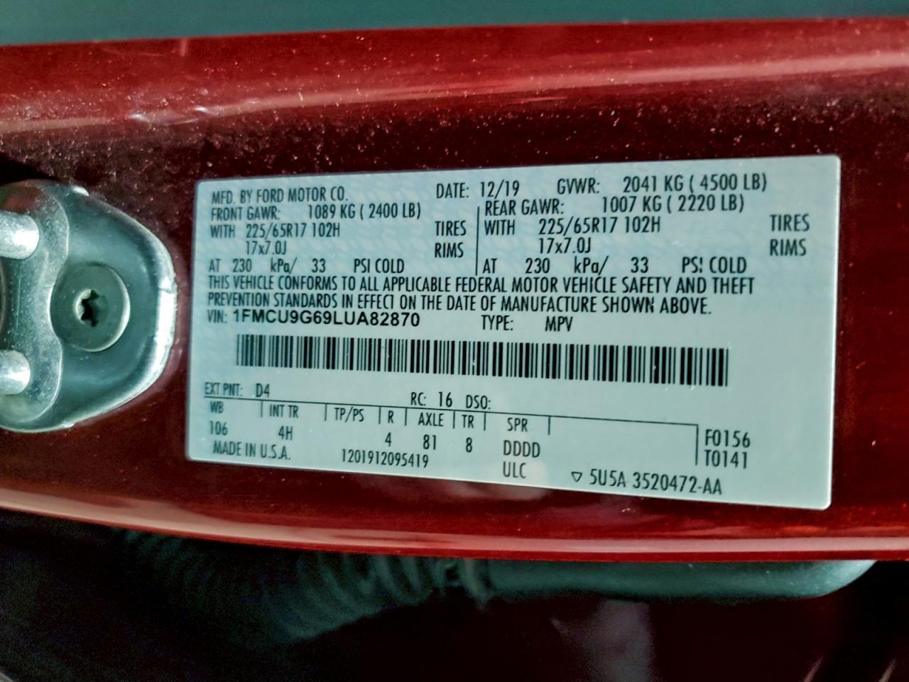 2020 FORD ESCAPE