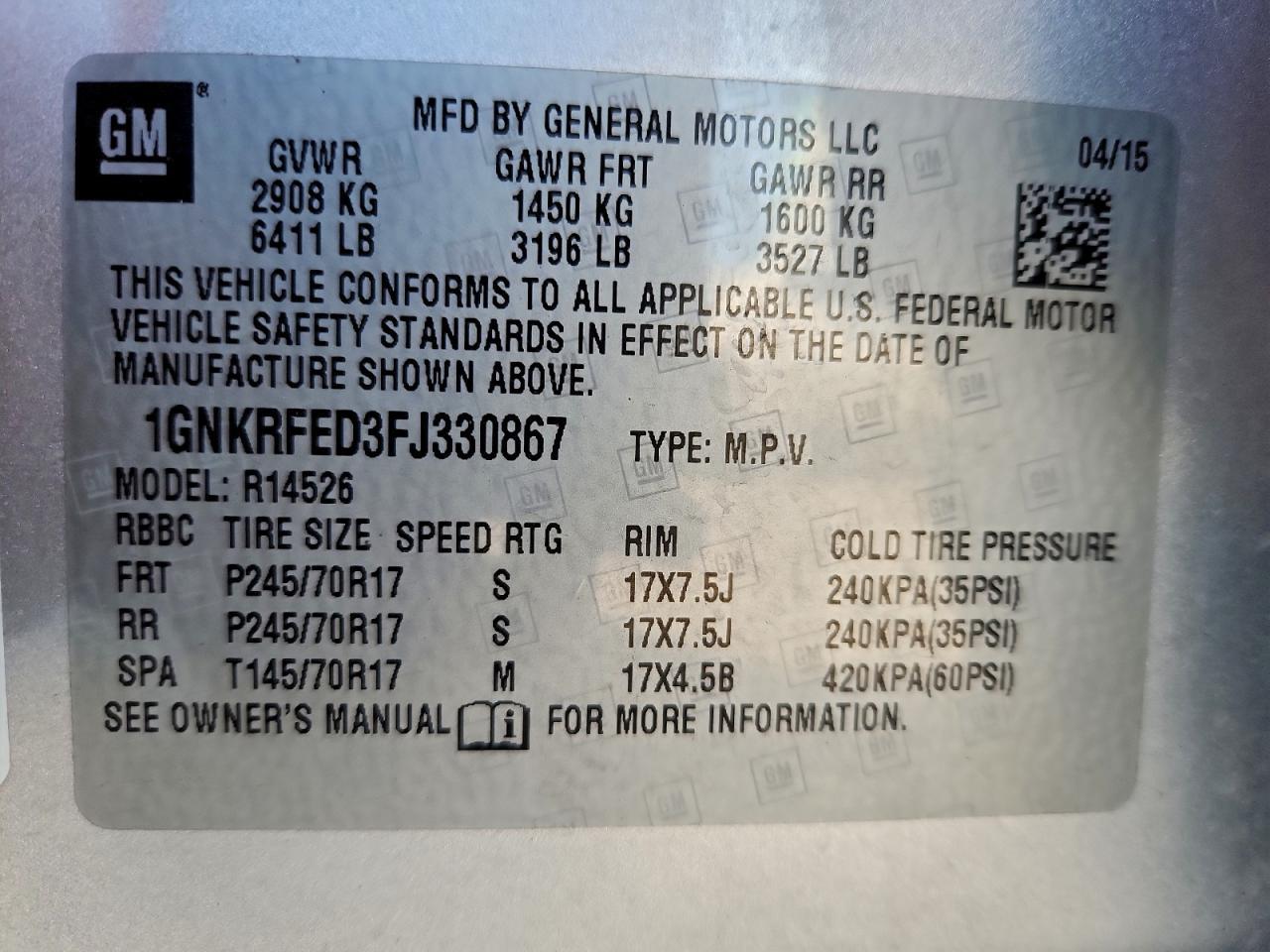 2015 CHEVROLET TRAVERSE