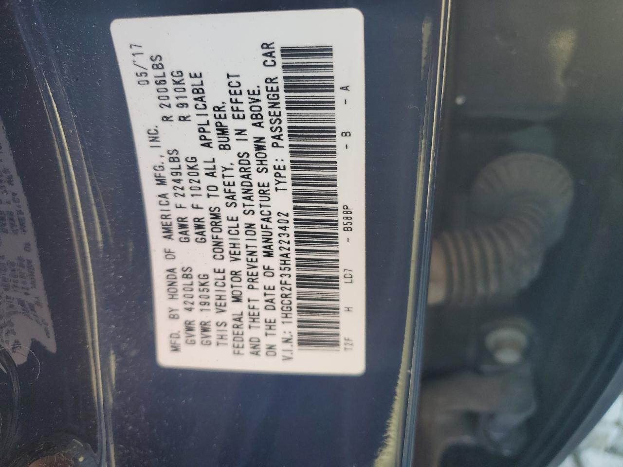 2017 HONDA ACCORD