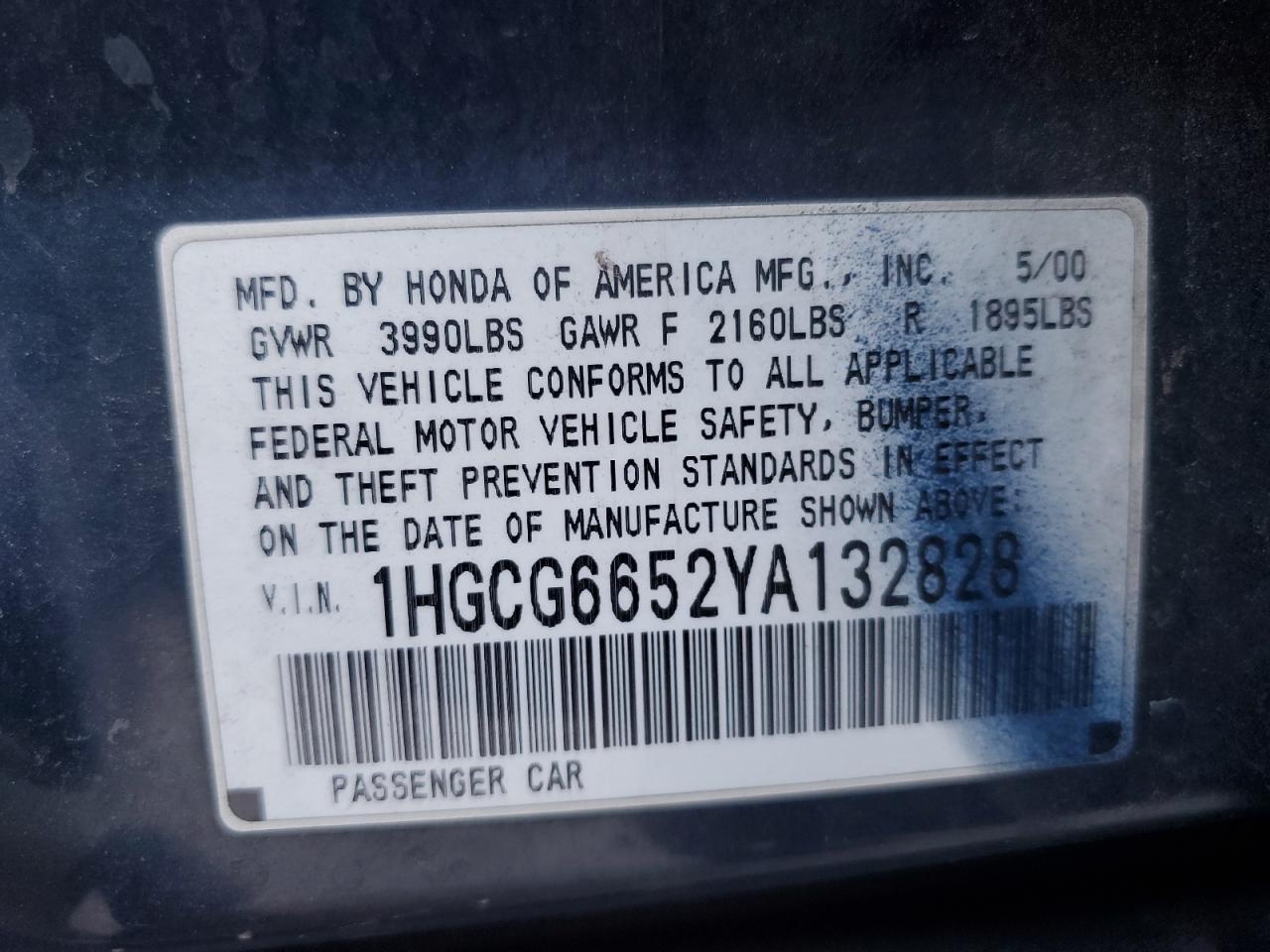 2000 HONDA ACCORD