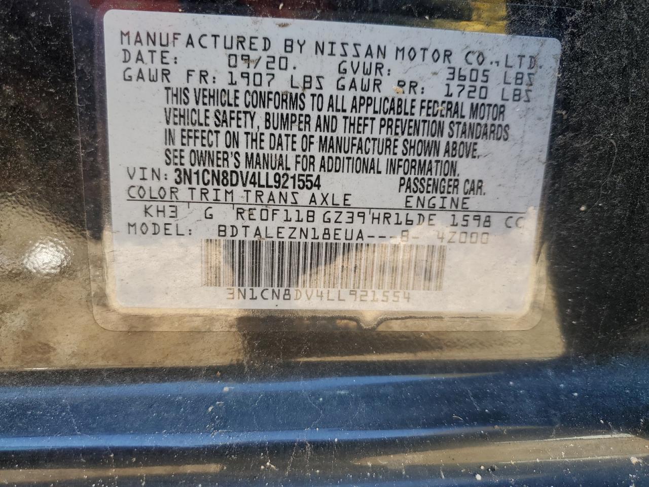 2020 NISSAN VERSA