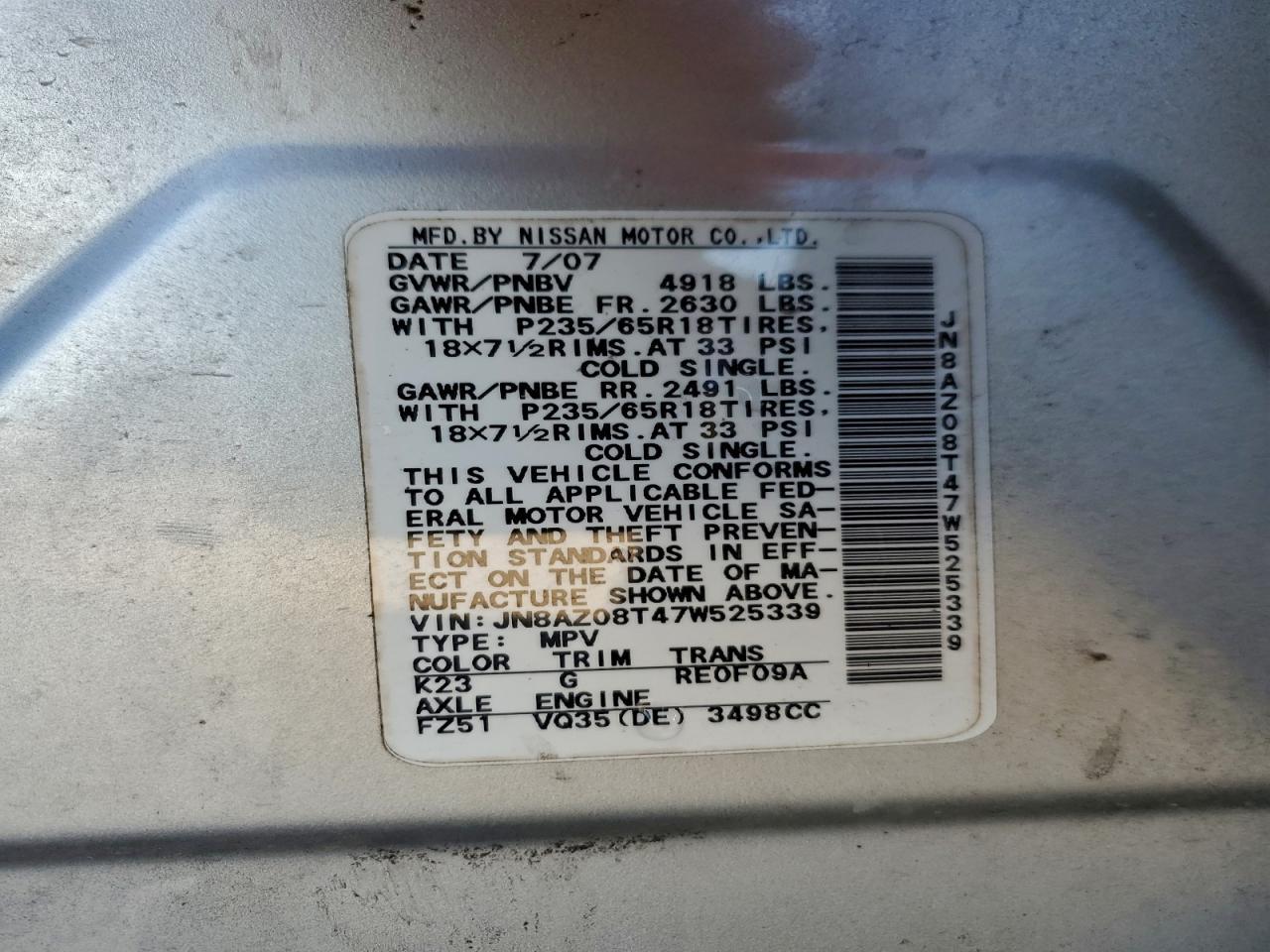2007 NISSAN MURANO